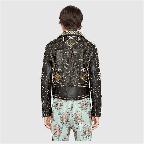 gucci studded biker jacket|Gucci jacket butterfly.